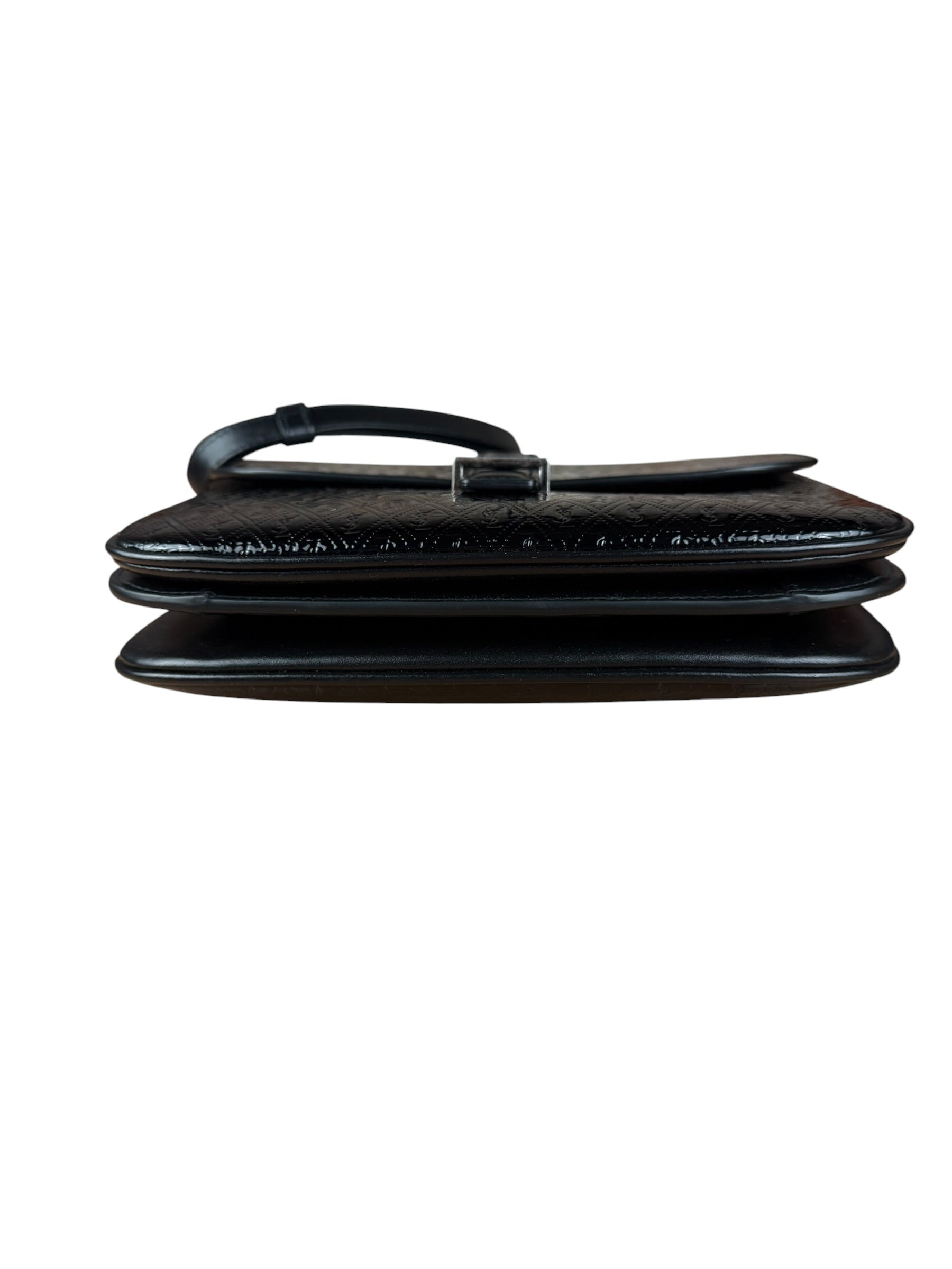 Saint Laurent Black Monogram Patent Leather Shoulder Bag