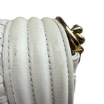 Chanel Vintage White Leather Braided Boy Shoulder Bag 1989