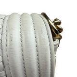 Chanel Vintage White Leather Braided Boy Shoulder Bag 1989