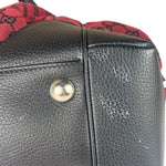Gucci Red/Black Leather Trim GG Full Moon Tote