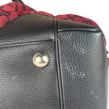Gucci Red/Black Leather Trim GG Full Moon Tote