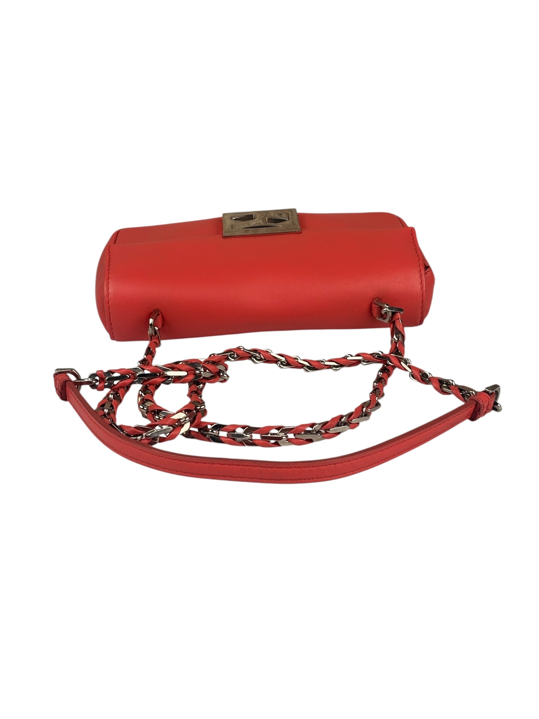 Fendi Coral Pink Leather Mini Baguette