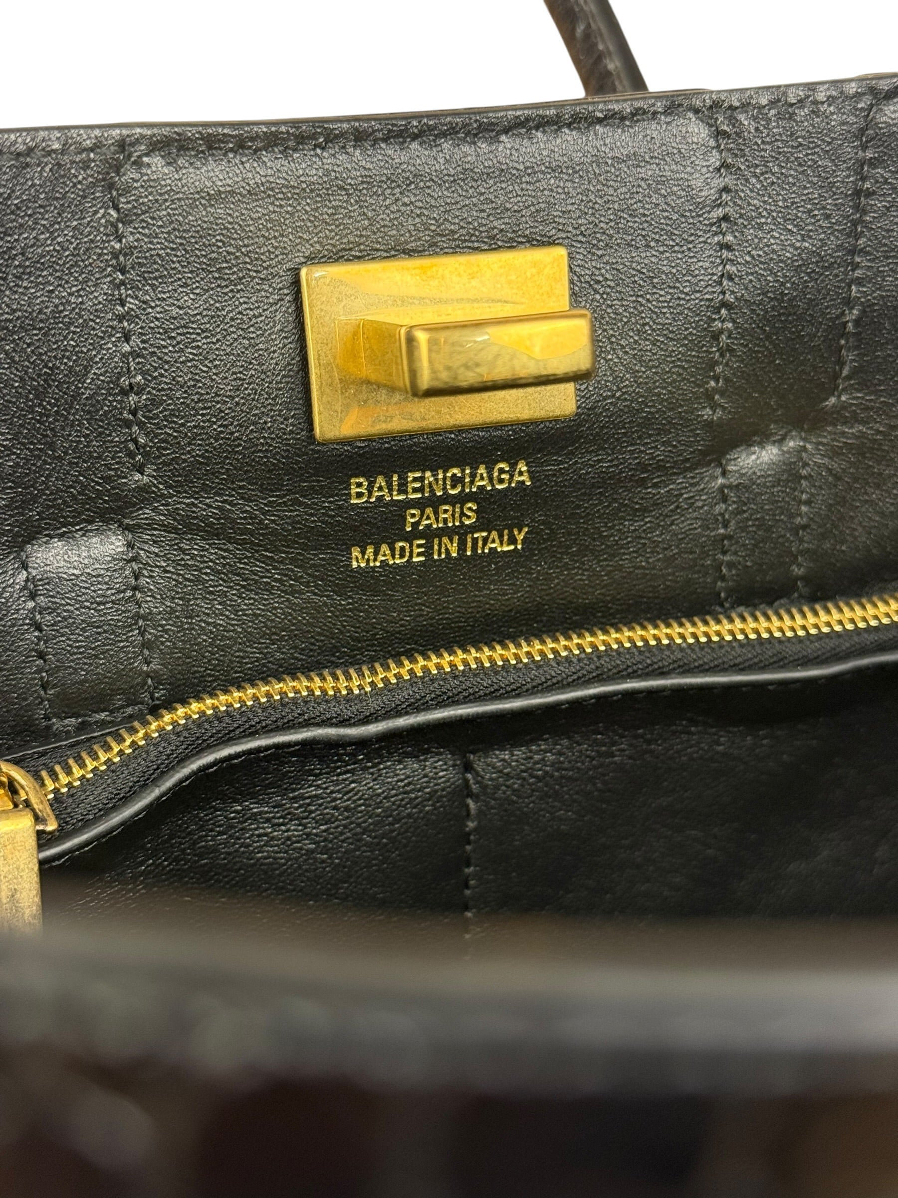 Balenciaga Black Leather Mini Bel Air Carry All Two-Way Bag