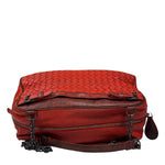 Bottega Veneta Red Lambskin/Lizard Intrecciato Shoulder Bag