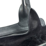 Salvatore Ferragamo Black Rabbit Fur Leather Trim Shoulder Bag