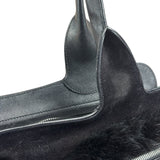 Salvatore Ferragamo Black Rabbit Fur Leather Trim Shoulder Bag