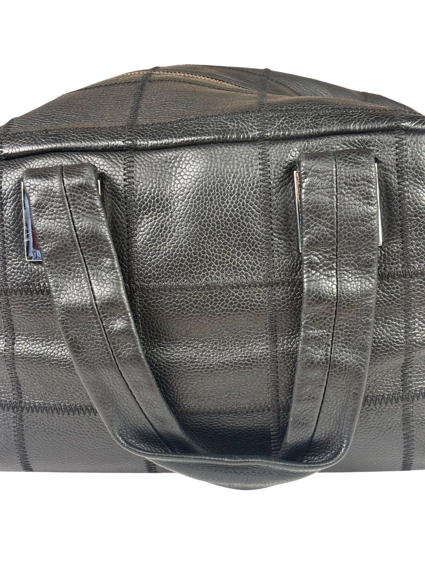 Chanel Black Quilted Leather Chocolate Bar Bowling Handbag