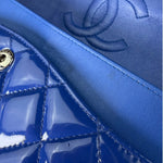 Chanel Shiny Blue Quilted Patent Leather Trim Double Flap Bag 2012