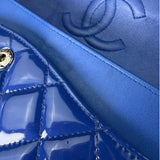 Chanel Shiny Blue Quilted Patent Leather Trim Double Flap Bag 2012