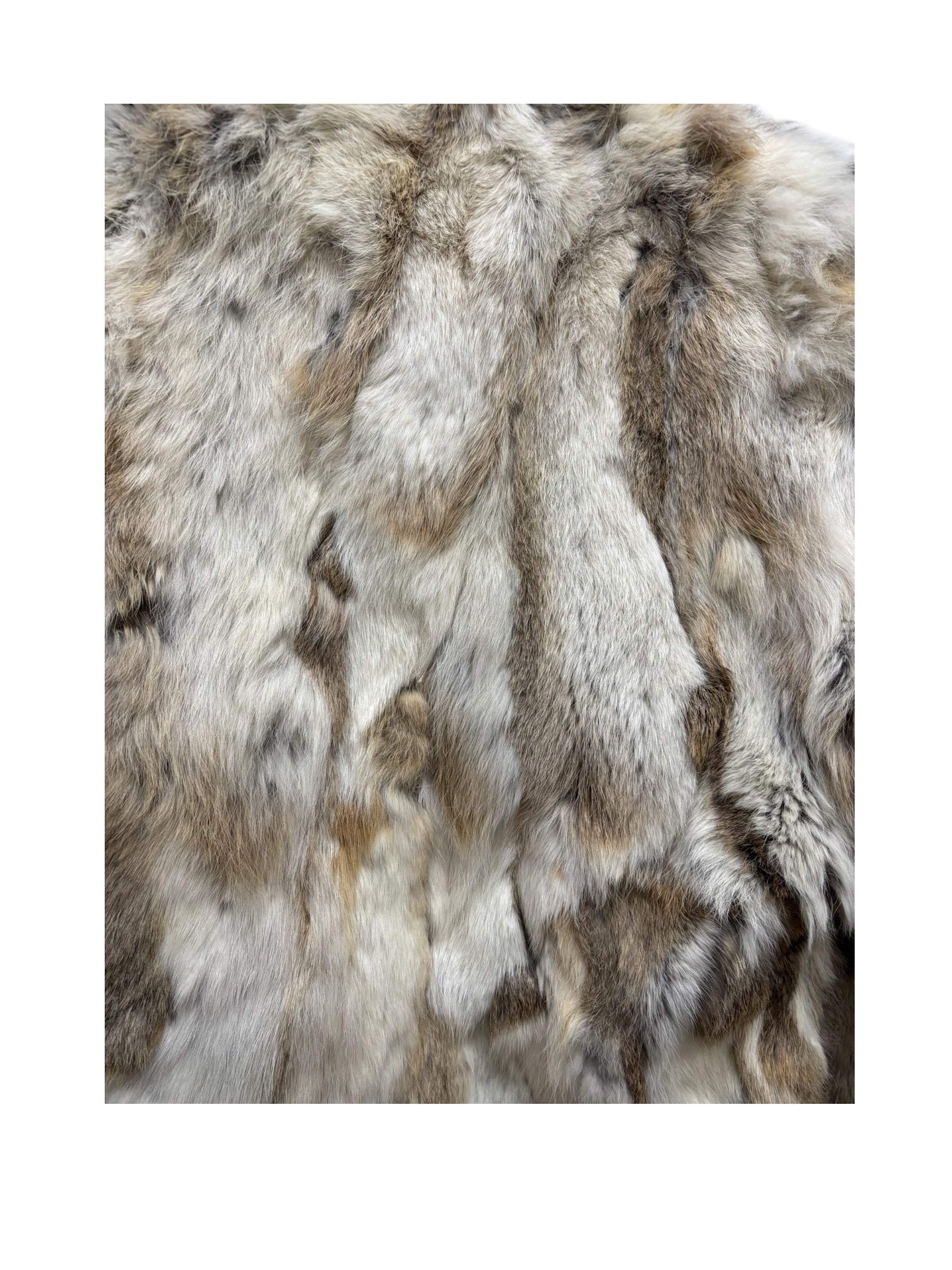 Diva Brown/White Zip-Up Rabbit Fur Jacket