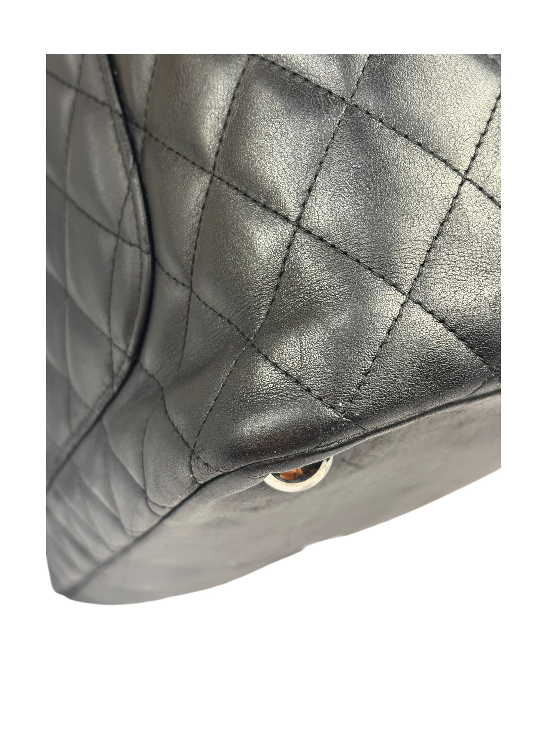 Chanel Black Quilted Leather Ligne Cambon Tote Mid 2000's