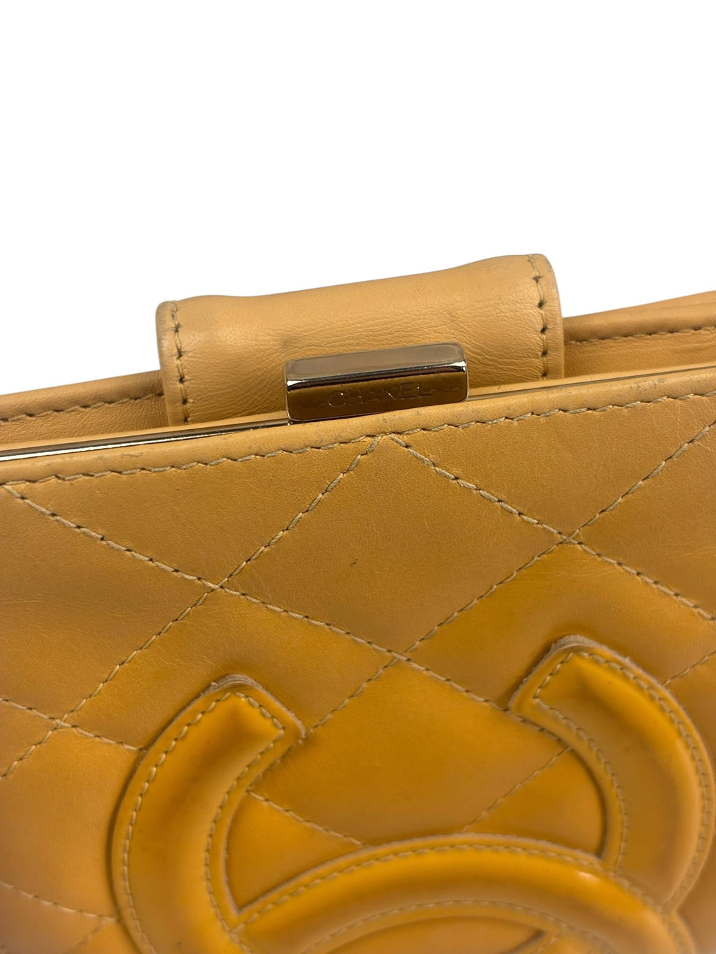 Chanel Beige Quilted Leather Cambon Line Bifold Wallet 2005