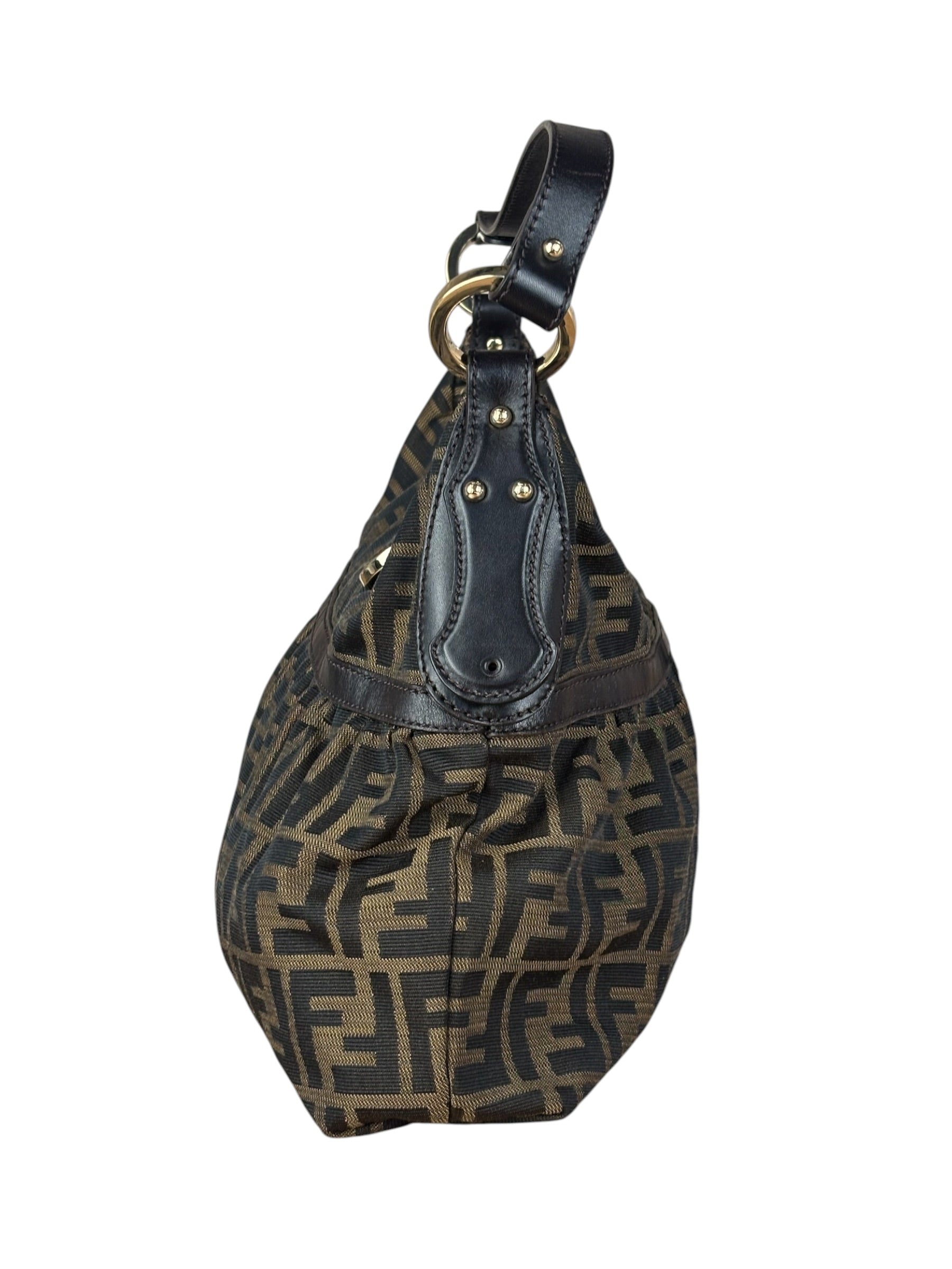 Fendi Vintage Dark Brown Zucca Chef Hobo Bag