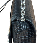 Balenciaga Black Croc Embossed Le City Clutch