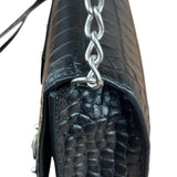 Balenciaga Black Croc Embossed Le City Clutch
