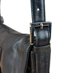 Fendi Vintage Black Leather Marble Buckle Baguette