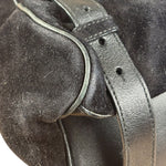 Salvatore Ferragamo Black Rabbit Fur Leather Trim Shoulder Bag
