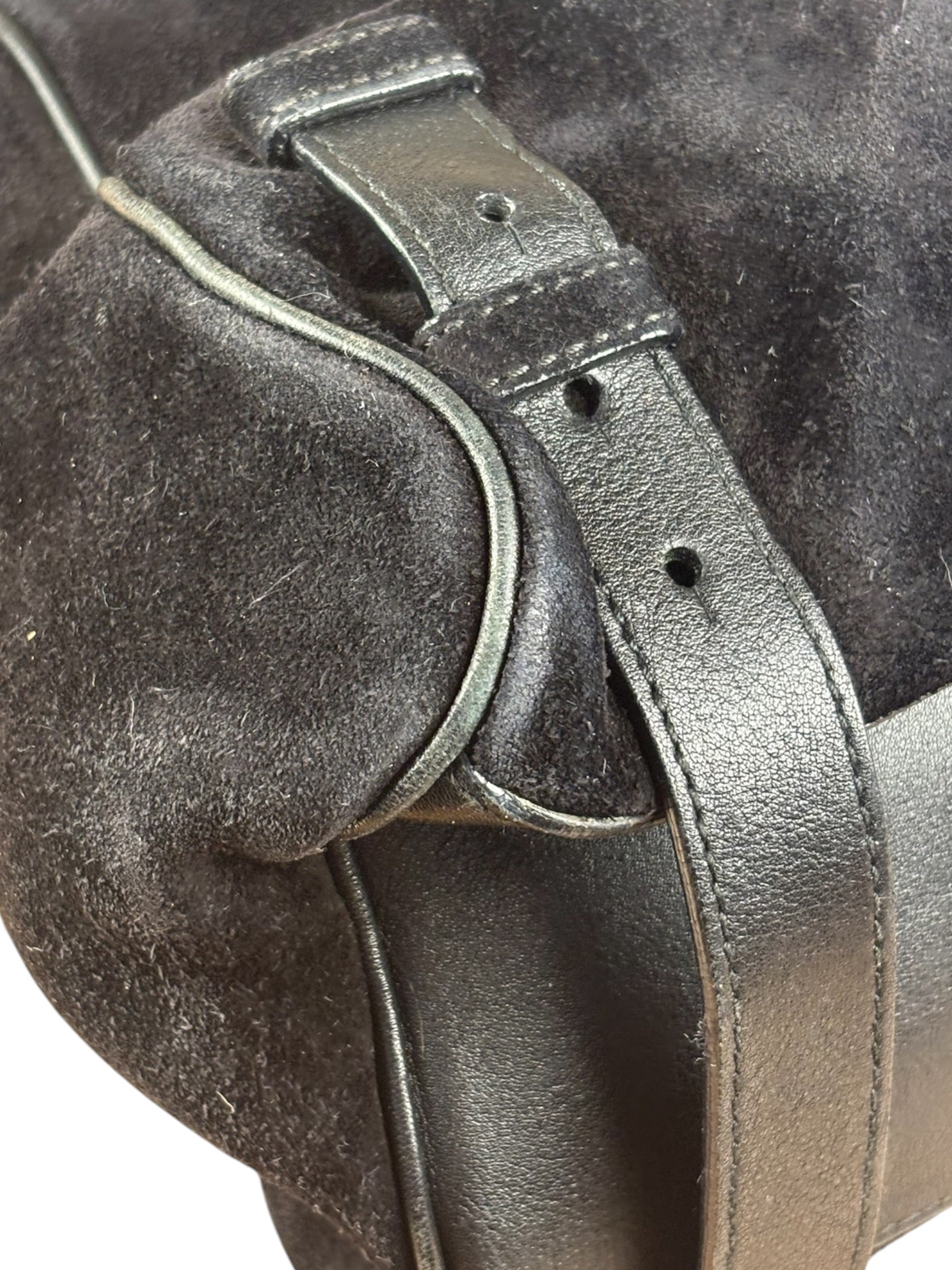 Salvatore Ferragamo Black Rabbit Fur Leather Trim Shoulder Bag