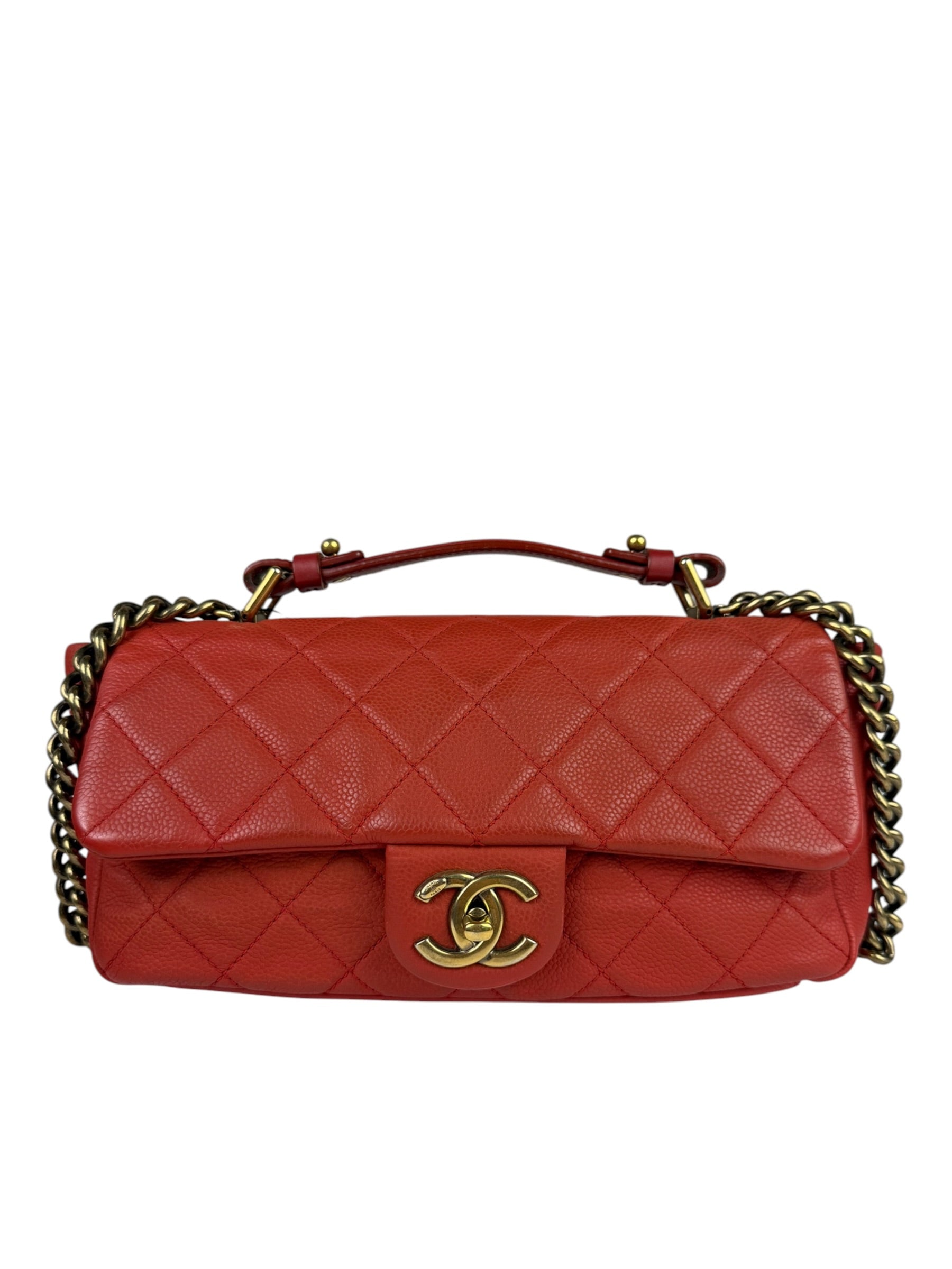 Chanel Red Quilted Caviar Leather Timeless Shoulder Bag 2012