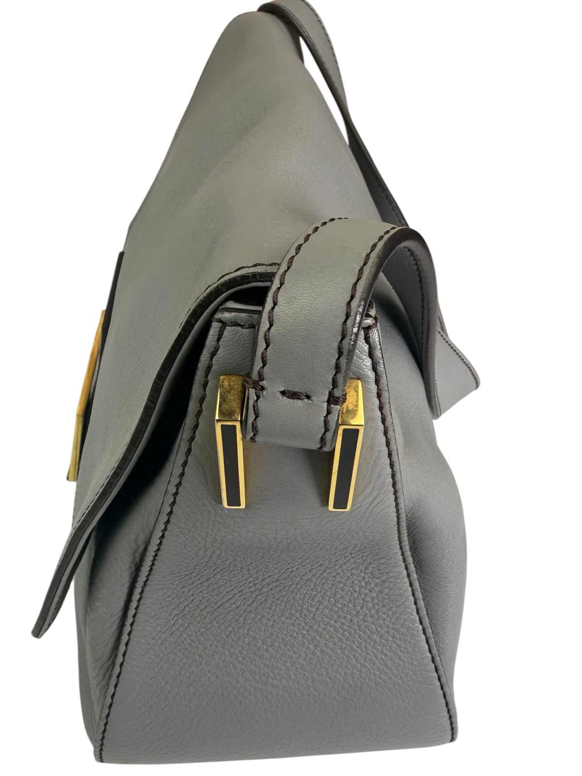 Fendi Grey Leather Shoulder Bag
