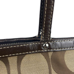 Coach Brown Leather Trim Signature Canvas Tote Bag