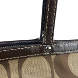 Coach Brown Leather Trim Signature Canvas Tote Bag