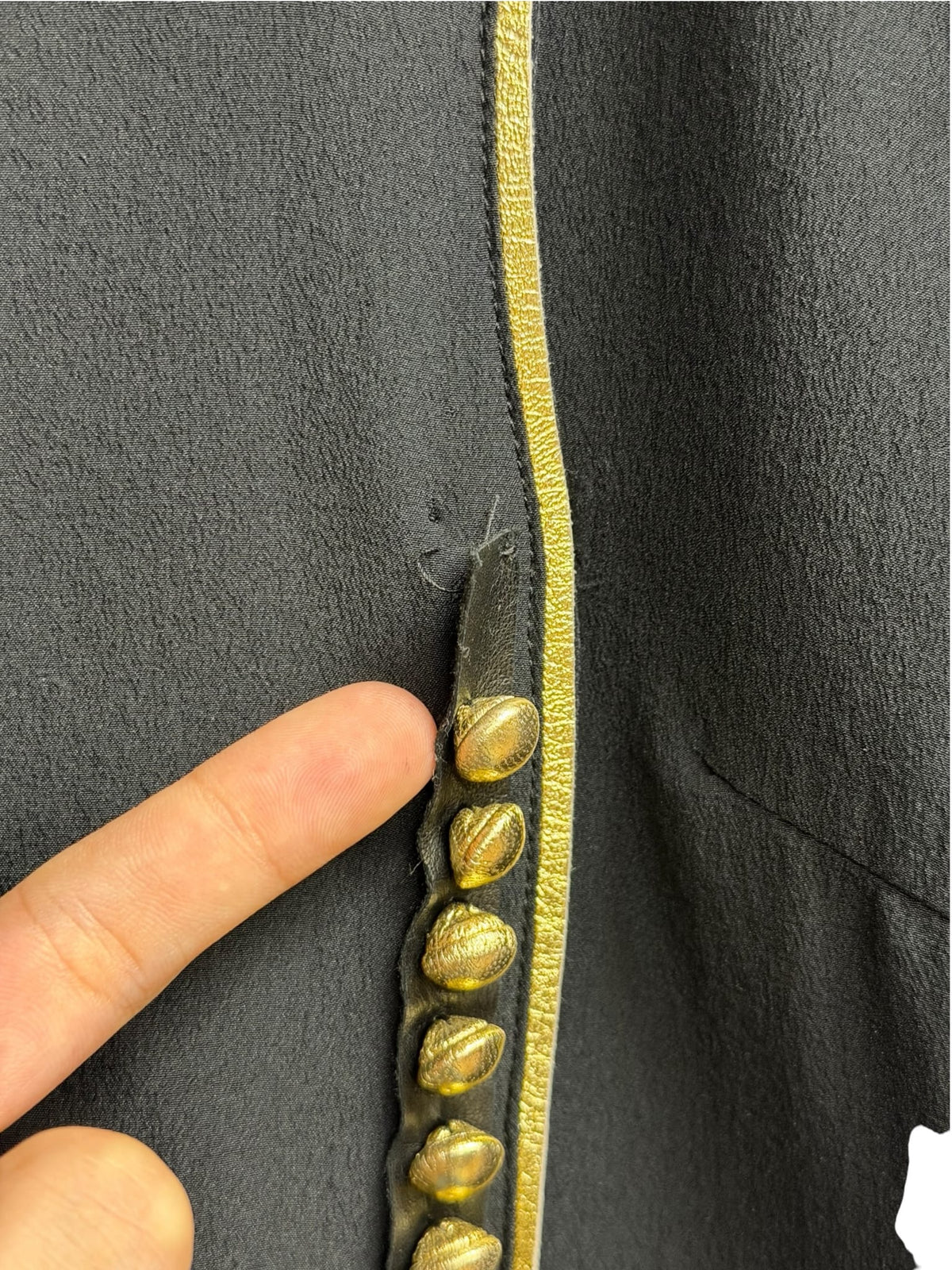 2008 Prada Black Silk Gold Leather Top