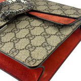 Gucci Beige/Red Leather/Suede Trim GG Supreme Dionysus Small Shoulder Bag