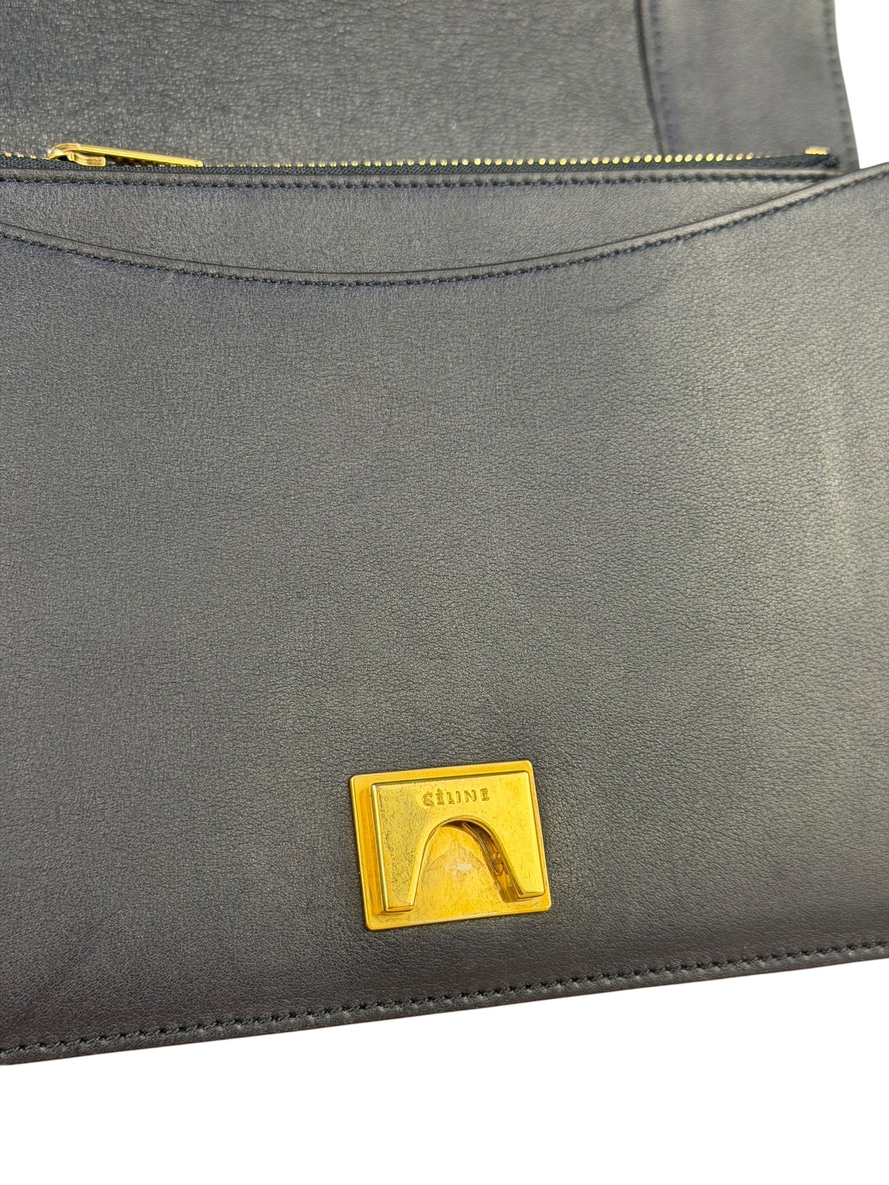 Celine Navy Blue/Burgundy Medium Frame Shoulder Bag