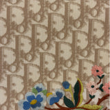 Christian Dior Beige Leather Trim Trotter Floral Embroidered Flap Bag