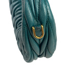 Miu Miu Dark Green Nappa Leather Wander Matelasse Micro Hobo Bag
