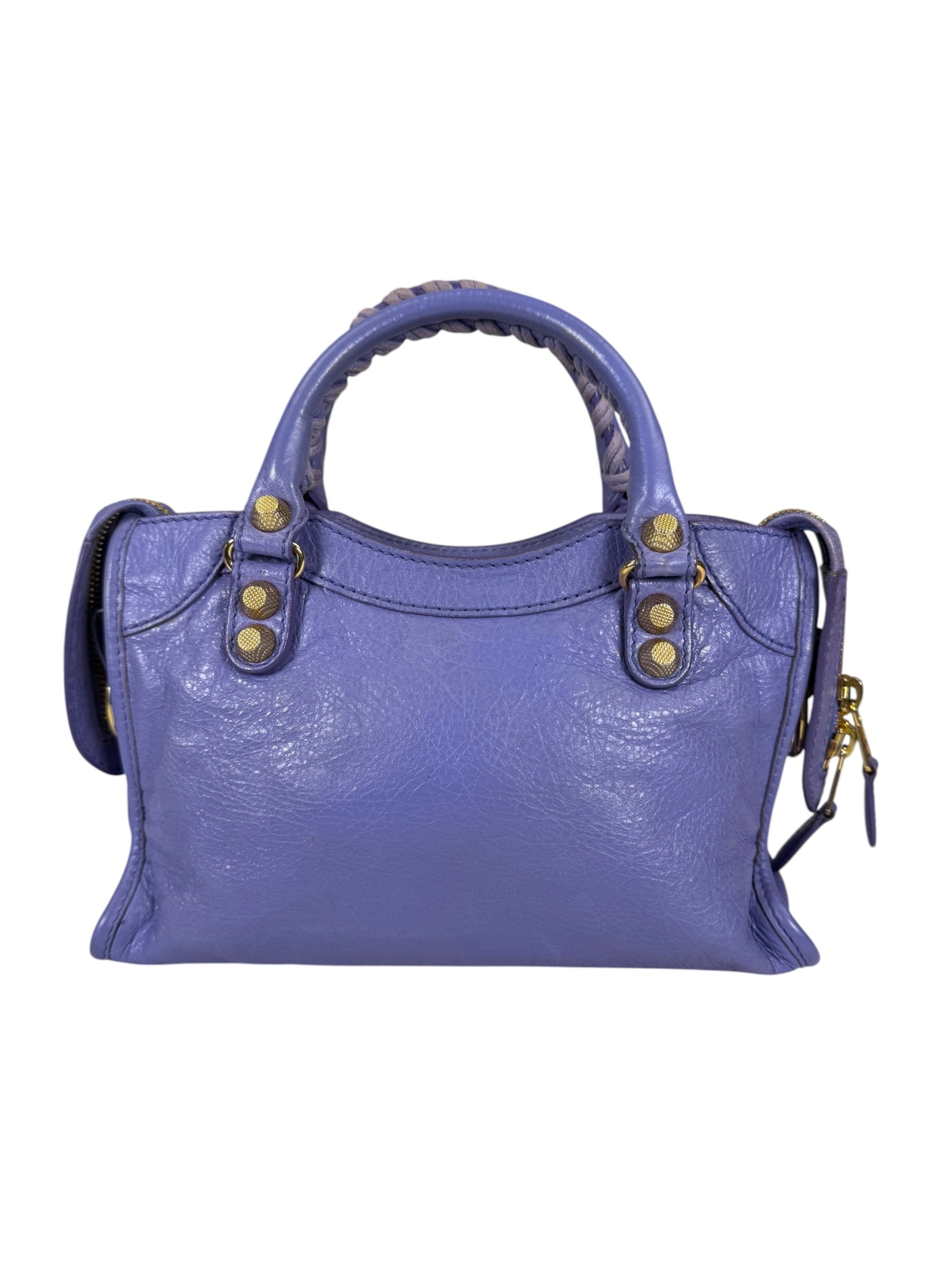 Balenciaga Purple Lambskin Moto City Two-Way Bag
