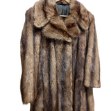 Vintage Brown Striped Fox Fur Long Coat
