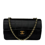 Chanel Black Satin Chocolate Bar Mini East-West Flap Bag