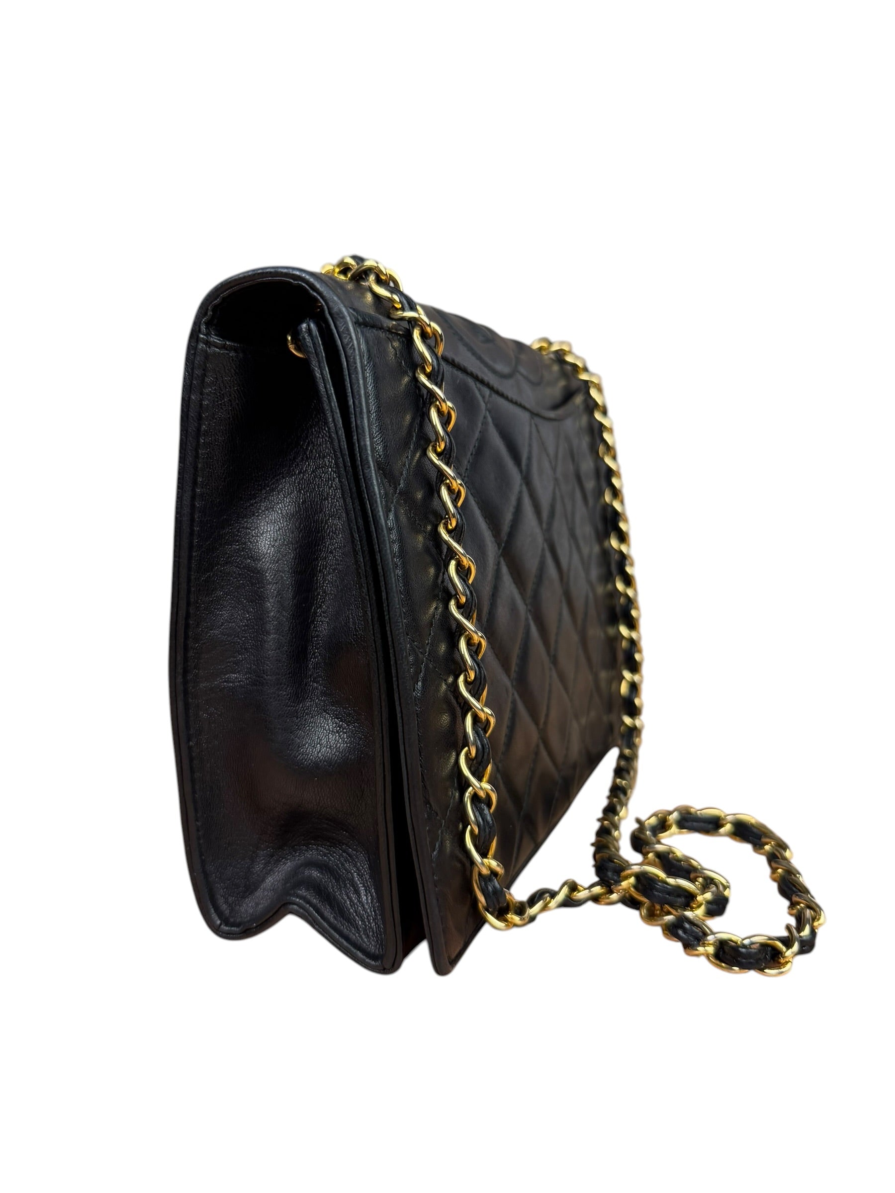 Chanel Black Diamond Stitch CC Timeless Chain Flap Bag '89-'91