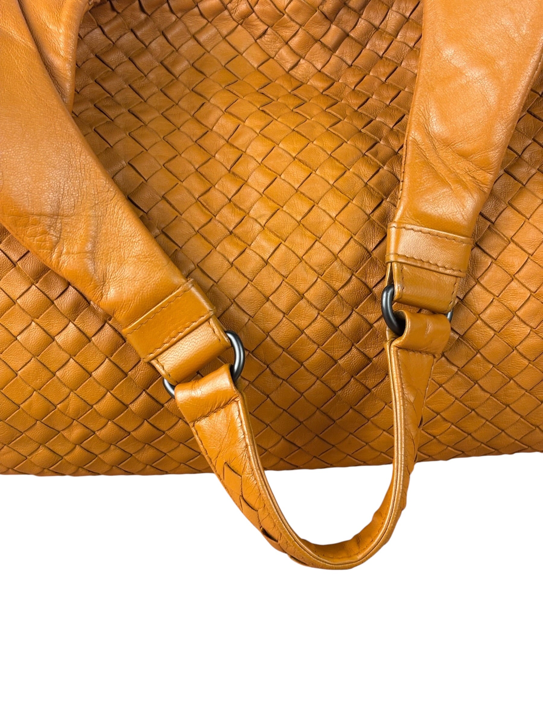 Bottega Veneta Orange/Brown Woven Leather Campana Shoulder Bag