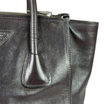 Prada Dark Brown Calf Leather Glace Twin-Pocket Tote
