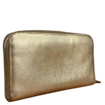 Prada Metallic Gold Saffiano Leather Zip-Around Wallet