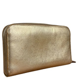 Prada Metallic Gold Saffiano Leather Zip-Around Wallet