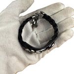 Gucci Black Braided Leather Horsebit Bracelet