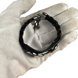 Gucci Black Braided Leather Horsebit Bracelet