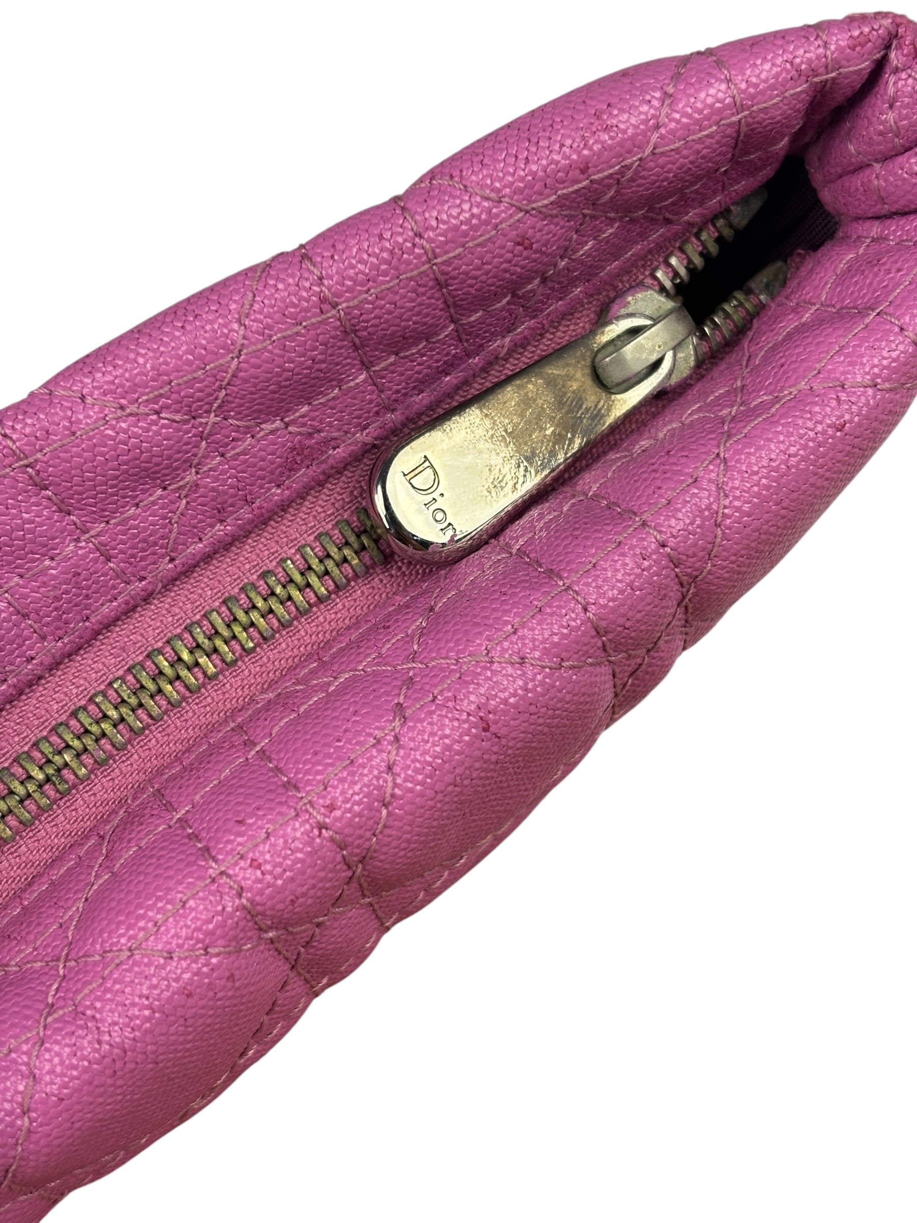 Christian Dior Fuchsia Leather  Flat Pouch