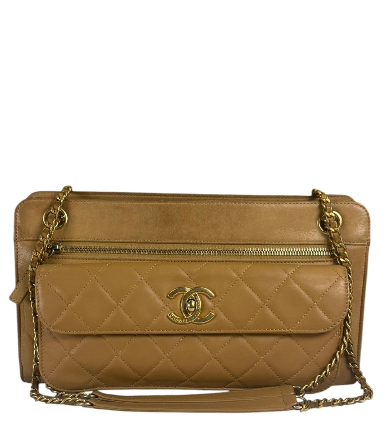 Chanel Brown Lambskin Front Pocket Shoulder Bag 2011