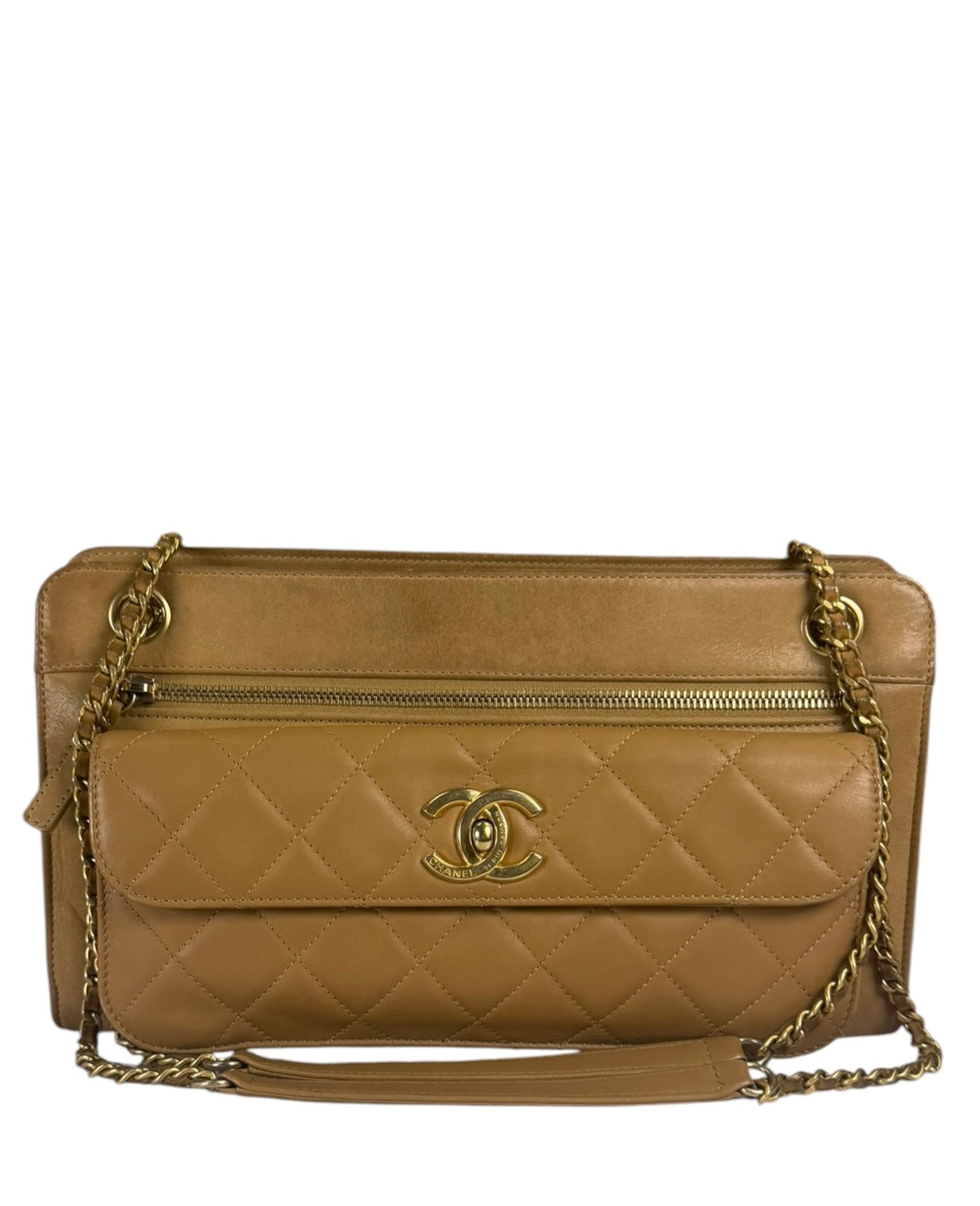 Chanel Brown Lambskin Front Pocket Shoulder Bag 2011