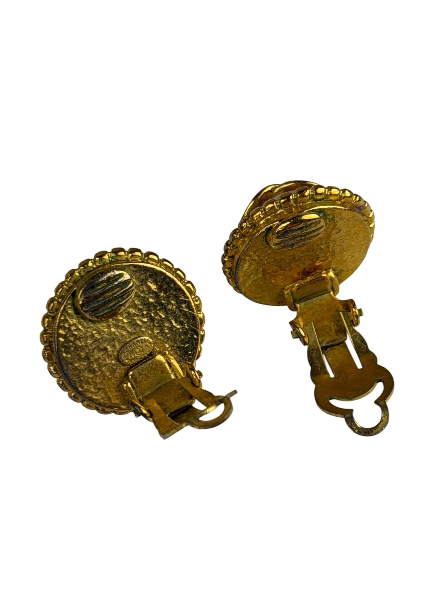 Chanel Vintage CC Faux Pearl Button Clip-On Earrings