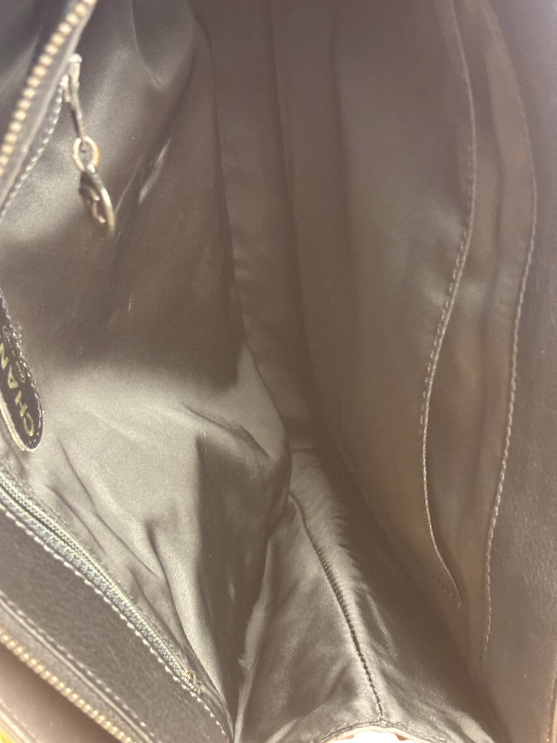 Chanel Vintage Black Calfskin Front Pocket Tote 1997