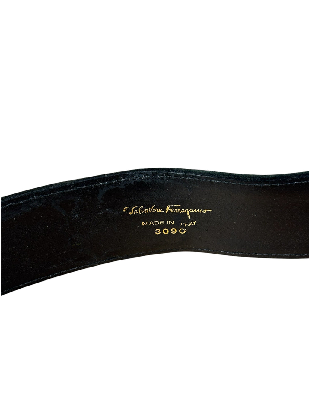 Salvatore Ferragamo Black Suede Gancini Buckle Belt