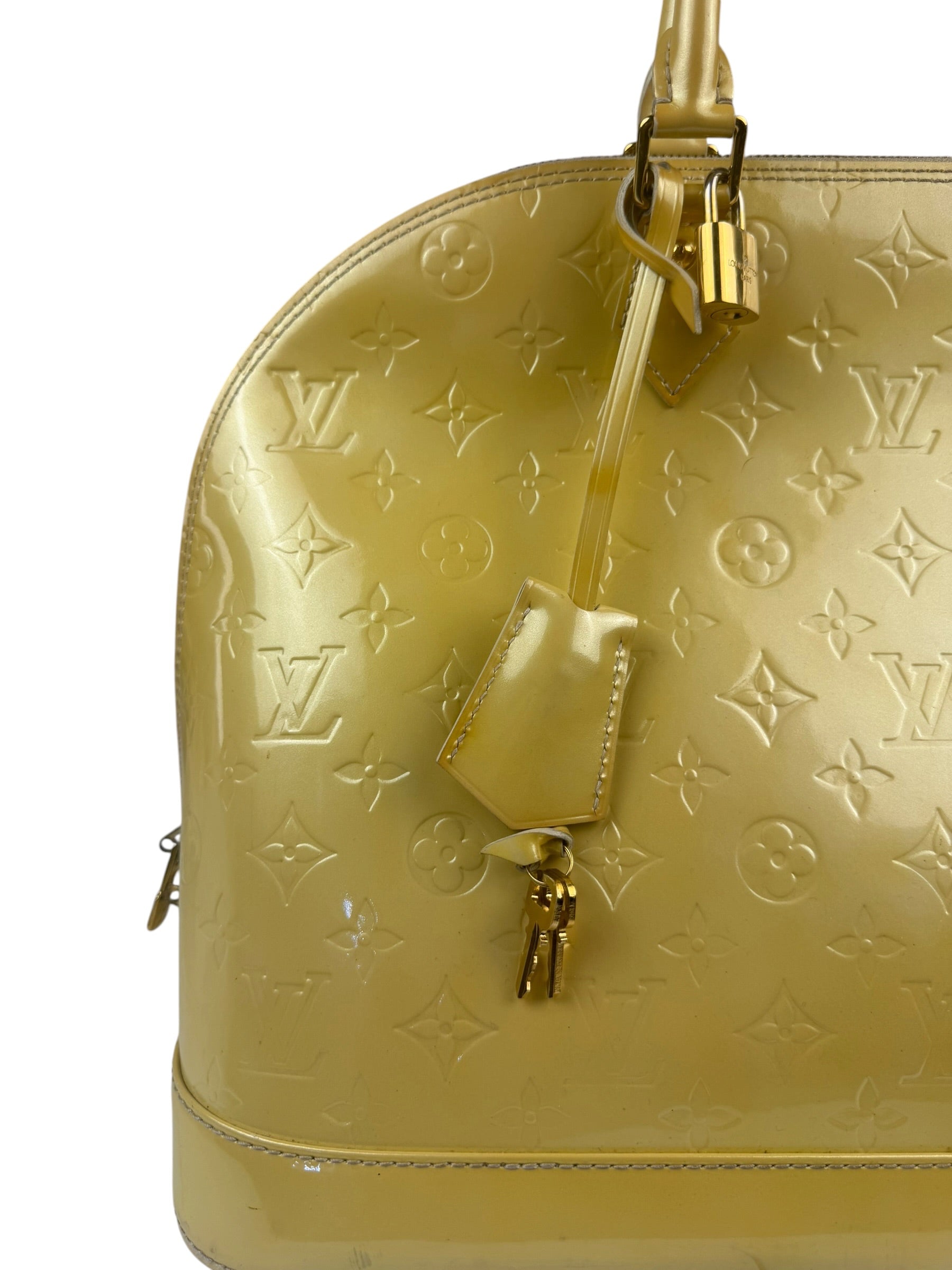 Louis Vuitton Yellow Monogram Vernis Alma Handbag