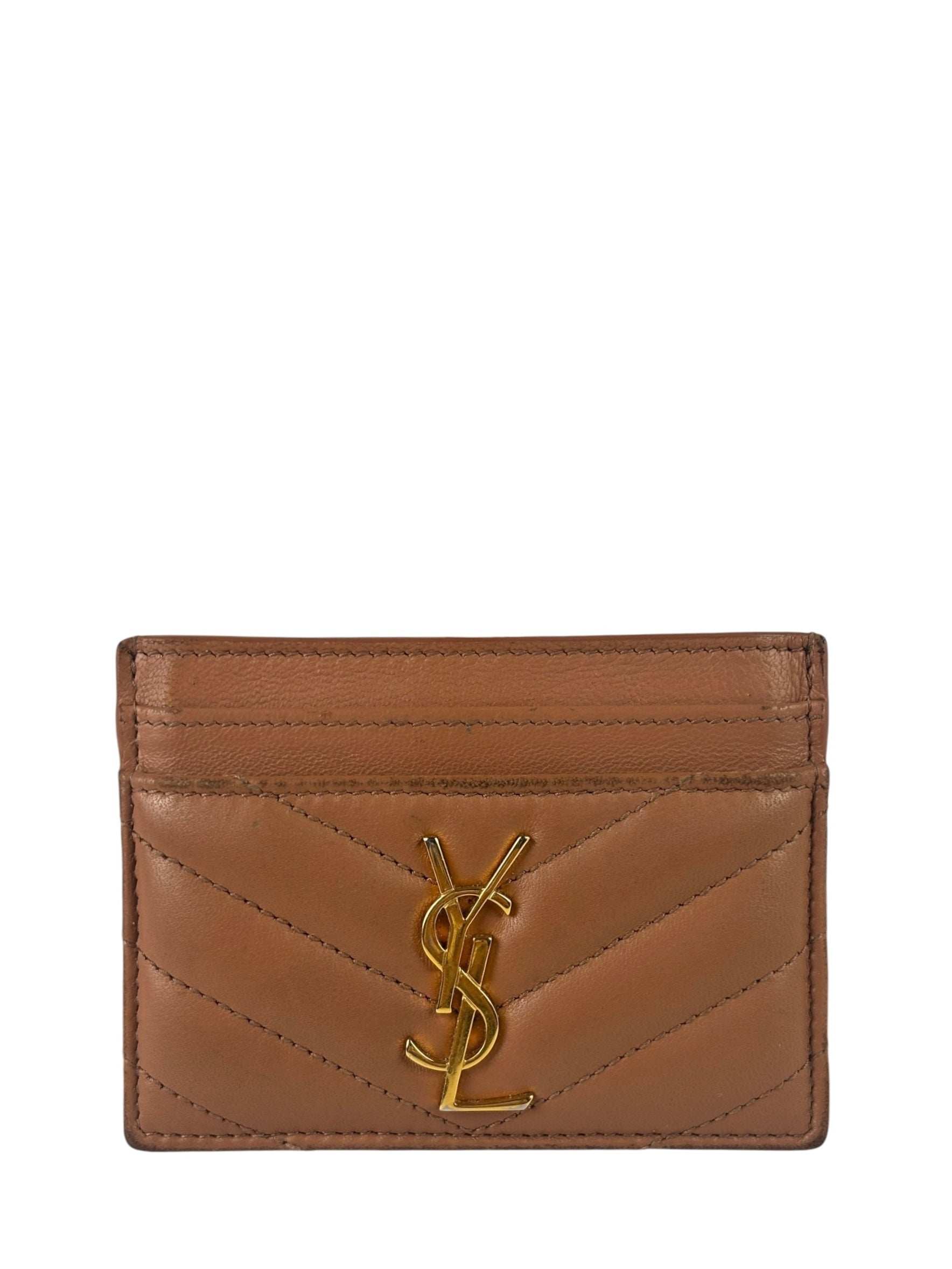 Yves Saint Laurent Dusty Rose Leather Cassandre Cardholder