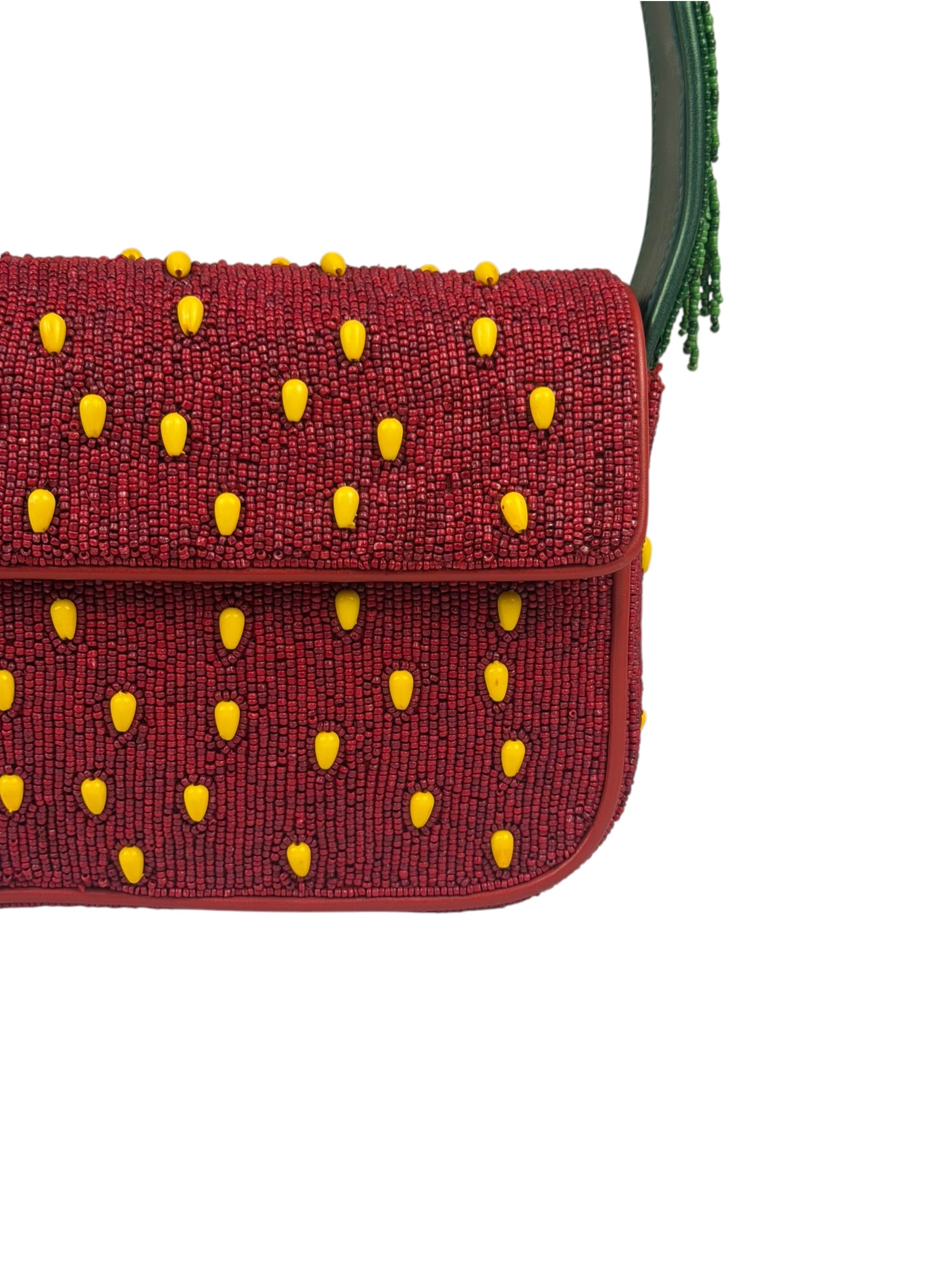 STAUD Strawberry Red Tommy Beaded Bag